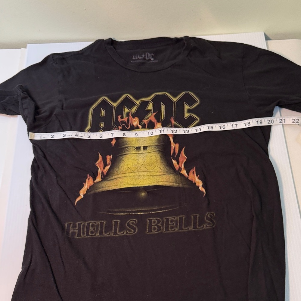 AC/DC Black Tee with Hells Bells and Flames Graphic - Picture 5 of 7